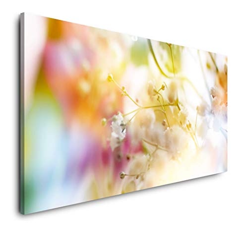 Paul Sinus Art zarte Blüten in Pastell 120x 60cm Panorama Leinwand Bild XXL Format Wandbilder Wohnzimmer Wohnung Deko Kunstdrucke
