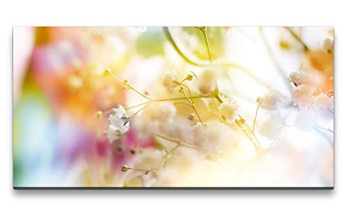 Paul Sinus Art zarte Blüten in Pastell 120x 60cm Panorama Leinwand Bild XXL Format Wandbilder Wohnzimmer Wohnung Deko Kunstdrucke