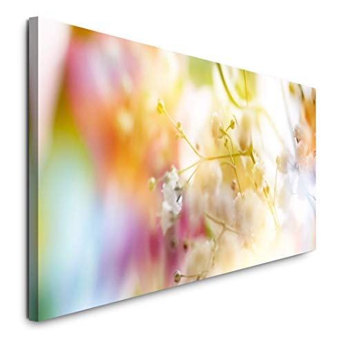 Paul Sinus Art GmbH zarte Blüten in Pastell 120x 50cm Panorama Leinwand Bild XXL Format Wandbilder Wohnzimmer Wohnung Deko Kunstdrucke