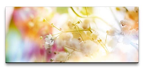 Paul Sinus Art GmbH zarte Blüten in Pastell 120x 50cm Panorama Leinwand Bild XXL Format Wandbilder Wohnzimmer Wohnung Deko Kunstdrucke