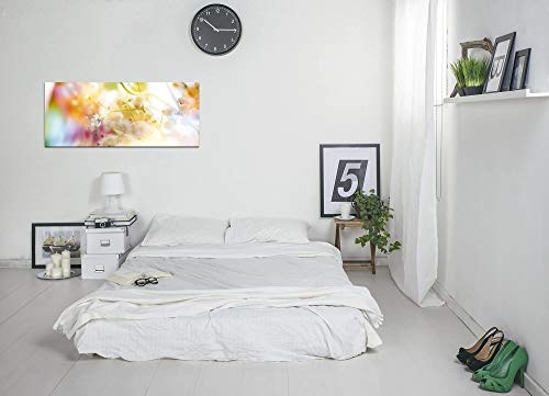 Paul Sinus Art GmbH zarte Blüten in Pastell 120x 50cm Panorama Leinwand Bild XXL Format Wandbilder Wohnzimmer Wohnung Deko Kunstdrucke