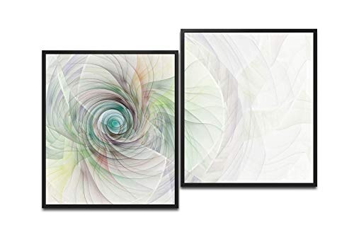 Paul Sinus Art kreatives Design in Pastell 130 x 90 cm (2 Bilder ca. 75x65cm) Leinwandbilder fertig im Schattenfugenrahmen SCHWARZ Kunstdruck XXL modern