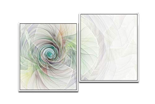 Paul Sinus Art kreatives Design in Pastell 130 x 90 cm (2 Bilder ca. 75x65cm) Leinwandbilder fertig im Schattenfugenrahmen Weiss Kunstdruck XXL modern