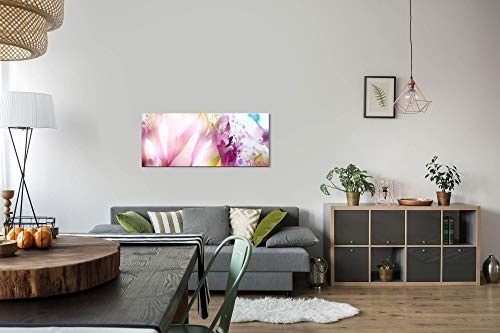 Paul Sinus Art GmbH rosa Blumenstrauß Nahaufnahme 120x 50cm Panorama Leinwand Bild XXL Format Wandbilder Wohnzimmer Wohnung Deko Kunstdrucke
