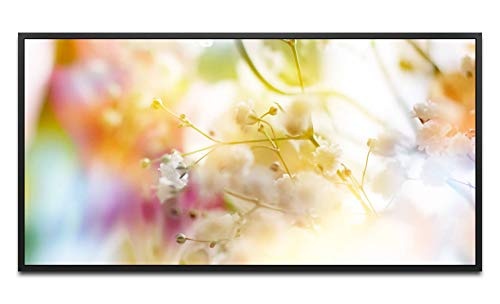 zarte Blüten in Pastell ca. 130x70cm Wandbild inklusive Schattenfugenrahmen schwarz - Panorama Leinwand Bild XXL Format Wandbilder Wohnzimmer Wohnung Deko Kunstdrucke