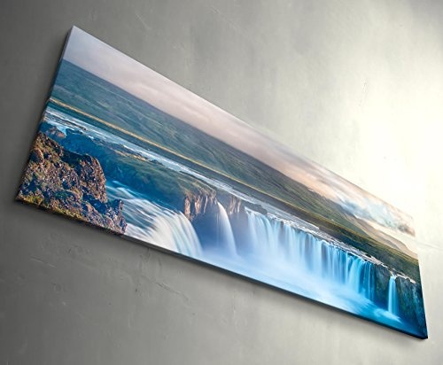 Paul Sinus Art Leinwandbilder | Bilder Leinwand 120x40cm wunderschöner Wasserfall auf Island