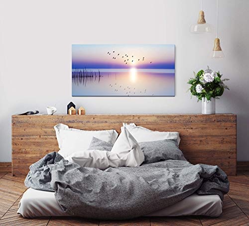 Paul Sinus Art gespiegeltes Wasser 120x 60cm Panorama Leinwand Bild XXL Format Wandbilder Wohnzimmer Wohnung Deko Kunstdrucke