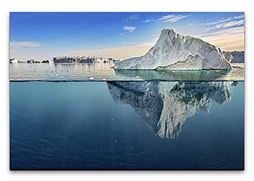 Paul Sinus Art Eisberg im Wasser 100 x 70 cm Inspirierende Fotokunst in Museums-Qualität für Ihr Zuhause als Wandbild auf Leinwand in