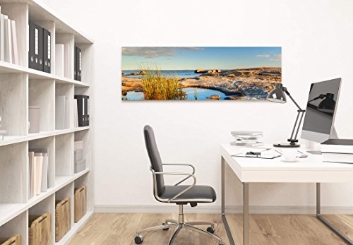 Landschaftsfotografie - Schweden am Meer - Panoramabild auf Leinwand in 150x50cm