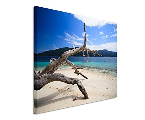 Fotoleinwand 90x60cm Landschaftsfotografie - Strand der Insel Li-Pe auf Leinwand exklusives Wandbild moderne Fotografie für ihre Wand in vielen Größen