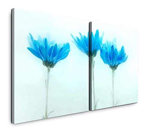Paul Sinus Art GmbH Blaue Blumen 120x60cm - 2 Wandbilder...