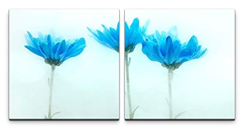 Paul Sinus Art GmbH Blaue Blumen 120x60cm - 2 Wandbilder...