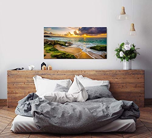 Paul Sinus Art Hawaii Küstenlandschaft 120x 60cm Panorama Leinwand Bild XXL Format Wandbilder Wohnzimmer Wohnung Deko Kunstdrucke