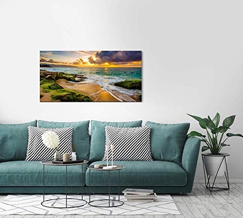 Paul Sinus Art Hawaii Küstenlandschaft 120x 60cm Panorama Leinwand Bild XXL Format Wandbilder Wohnzimmer Wohnung Deko Kunstdrucke