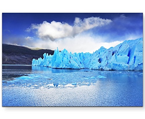 Paul Sinus Art Leinwandbilder | Bilder Leinwand 120x80cm Blauer Eisberg im Wasser in Argentinien