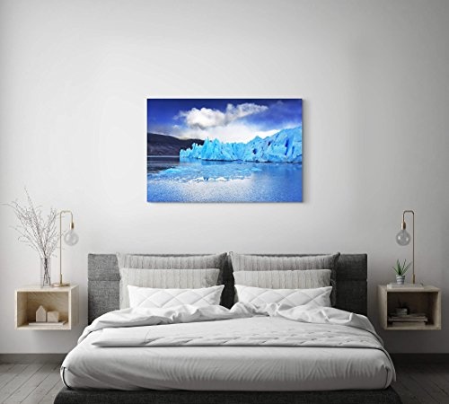 Paul Sinus Art Leinwandbilder | Bilder Leinwand 120x80cm Blauer Eisberg im Wasser in Argentinien