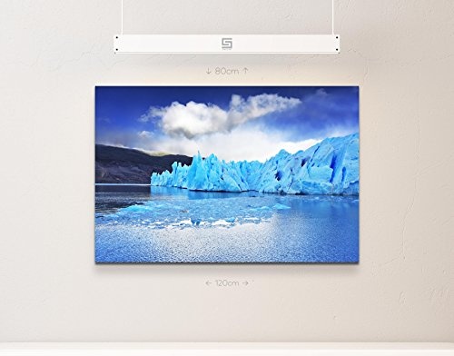 Paul Sinus Art Leinwandbilder | Bilder Leinwand 120x80cm Blauer Eisberg im Wasser in Argentinien