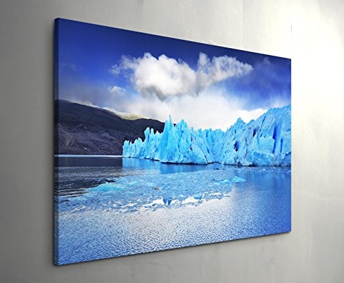 Paul Sinus Art Leinwandbilder | Bilder Leinwand 120x80cm Blauer Eisberg im Wasser in Argentinien