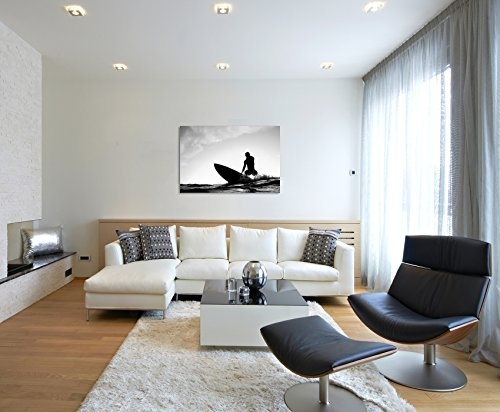 Paul Sinus Art Kunstfoto auf Leinwand 60x40cm Künstlerische Fotografie - Surfer Beim Wellenreiten auf Leinwand Exklusives Wandbild Moderne Fotografie für Ihre Wand in Vielen Größen