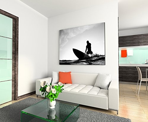 Paul Sinus Art Kunstfoto auf Leinwand 60x40cm Künstlerische Fotografie - Surfer Beim Wellenreiten auf Leinwand Exklusives Wandbild Moderne Fotografie für Ihre Wand in Vielen Größen