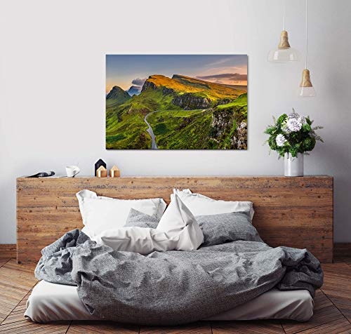 Paul Sinus Art Schottland Berge 120x 80cm Inspirierende Fotokunst in Museums-Qualität für Ihr Zuhause als Wandbild auf Leinwand in