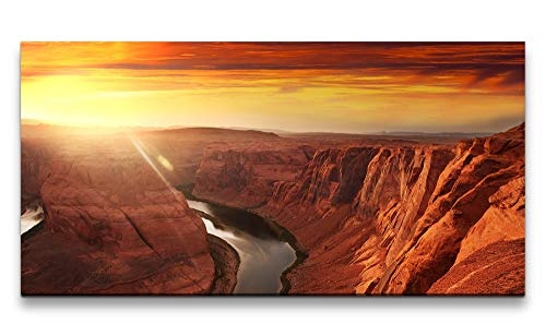 Paul Sinus Art Felsschlucht in Wasser 120x 60cm Panorama Leinwand Bild XXL Format Wandbilder Wohnzimmer Wohnung Deko Kunstdrucke