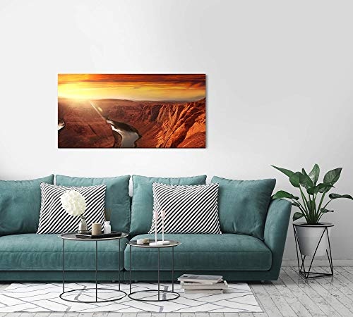 Paul Sinus Art Felsschlucht in Wasser 120x 60cm Panorama Leinwand Bild XXL Format Wandbilder Wohnzimmer Wohnung Deko Kunstdrucke