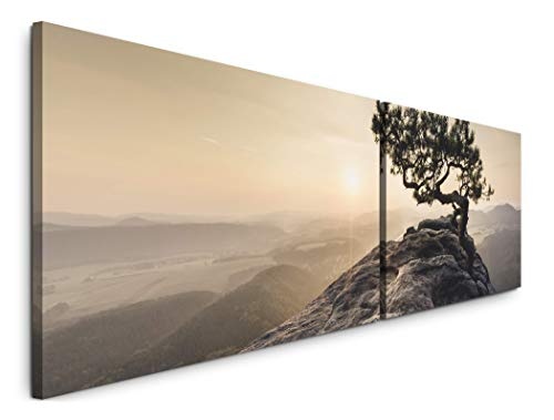 Paul Sinus Art Sächsische Schweiz 180x50cm - 2 Wandbilder je 50x90cm - Kunstdrucke - Wandbild - Leinwandbilder fertig auf Rahmen