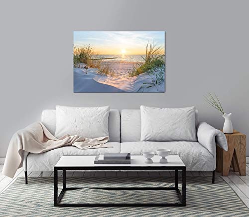 Paul Sinus Art Sonnenuntergang an der Ostsee 120x 80cm Inspirierende Fotokunst in Museums-Qualität für Ihr Zuhause als Wandbild auf Leinwand in