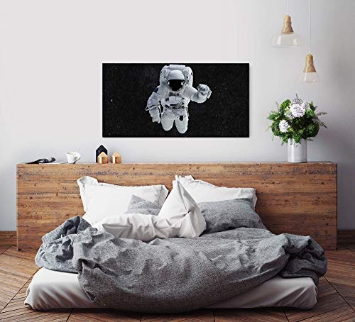 Paul Sinus Art Astronaut im Weltall 120x 60cm Panorama Leinwand Bild XXL Format Wandbilder Wohnzimmer Wohnung Deko Kunstdrucke