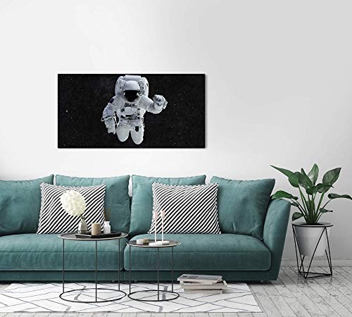 Paul Sinus Art Astronaut im Weltall 120x 60cm Panorama Leinwand Bild XXL Format Wandbilder Wohnzimmer Wohnung Deko Kunstdrucke