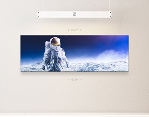 Paul Sinus Art Leinwandbilder | Bilder Leinwand 150x50cm Astronaut auf Dem Mond