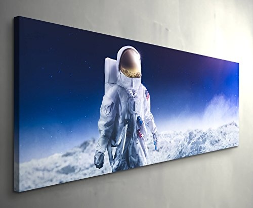 Paul Sinus Art Leinwandbilder | Bilder Leinwand 150x50cm Astronaut auf Dem Mond