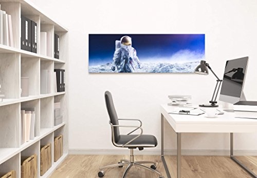 Paul Sinus Art Leinwandbilder | Bilder Leinwand 150x50cm Astronaut auf Dem Mond