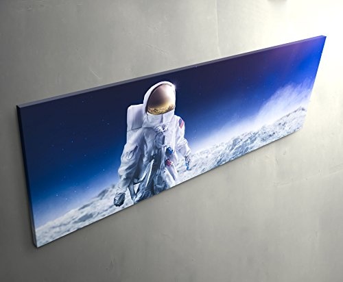 Paul Sinus Art Leinwandbilder | Bilder Leinwand 150x50cm Astronaut auf Dem Mond