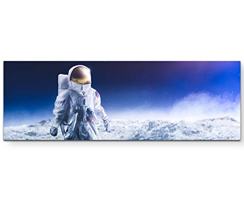 Paul Sinus Art Leinwandbilder | Bilder Leinwand 150x50cm Astronaut auf Dem Mond