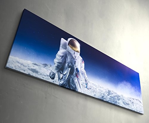 Paul Sinus Art Leinwandbilder | Bilder Leinwand 150x50cm Astronaut auf Dem Mond