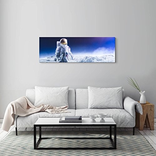 Paul Sinus Art Leinwandbilder | Bilder Leinwand 150x50cm Astronaut auf Dem Mond