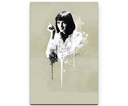 Pulp Fiction Mia Wallace 90x60cm Paul Sinus Art Splash Art Wandbild auf Leinwand naturfarbend