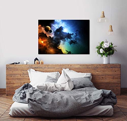 Paul Sinus Art Weltall und Planeten 100 x 70 cm Inspirierende Fotokunst in Museums-Qualität für Ihr Zuhause als Wandbild auf Leinwand in