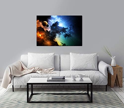 Paul Sinus Art Weltall und Planeten 100 x 70 cm Inspirierende Fotokunst in Museums-Qualität für Ihr Zuhause als Wandbild auf Leinwand in