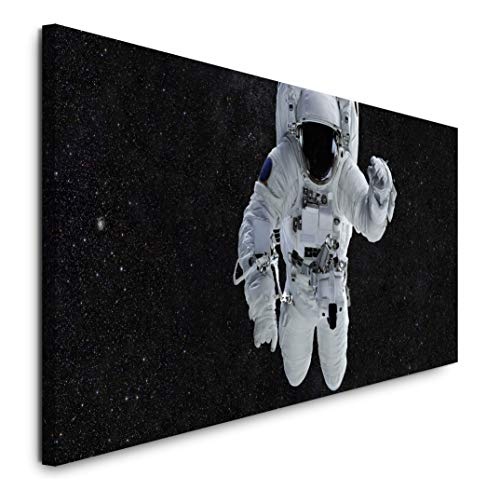 Paul Sinus Art GmbH Astronaut im Weltall 120x 50cm Panorama Leinwand Bild XXL Format Wandbilder Wohnzimmer Wohnung Deko Kunstdrucke