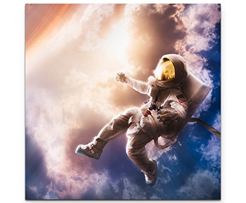 Paul Sinus Art Leinwandbilder | Bilder Leinwand 90x90cm Astronaut schwebend in der Stratosphäre