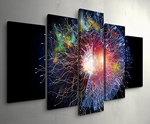 Paul Sinus Art Leinwandbilder | Bilder Leinwand 160x100cm Geometrie des virtuellen Weltall