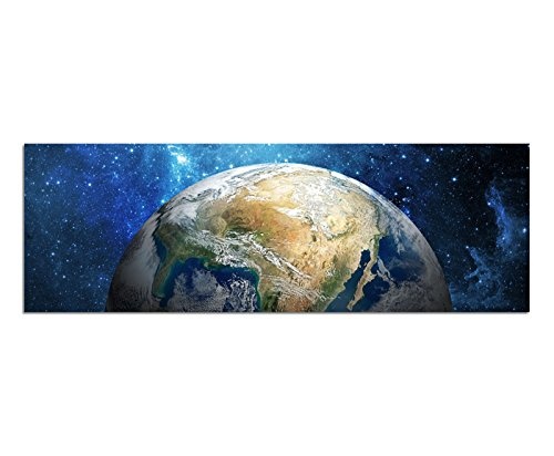 Paul Sinus Art Panoramabild auf Leinwand und Keilrahmen 150x50cm Weltall Planet Erde Galaxie