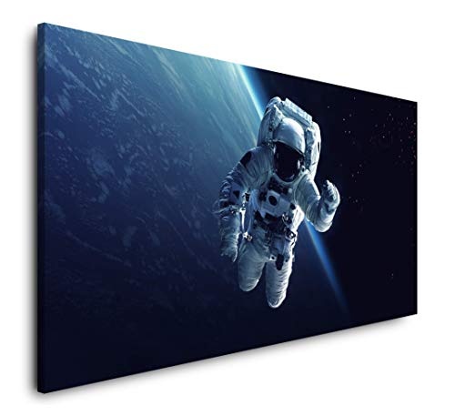 Paul Sinus Art Astronaut im Weltall 120x 60cm Panorama Leinwand Bild XXL Format Wandbilder Wohnzimmer Wohnung Deko Kunstdrucke