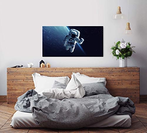 Paul Sinus Art Astronaut im Weltall 120x 60cm Panorama Leinwand Bild XXL Format Wandbilder Wohnzimmer Wohnung Deko Kunstdrucke