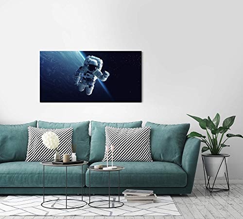 Paul Sinus Art Astronaut im Weltall 120x 60cm Panorama Leinwand Bild XXL Format Wandbilder Wohnzimmer Wohnung Deko Kunstdrucke