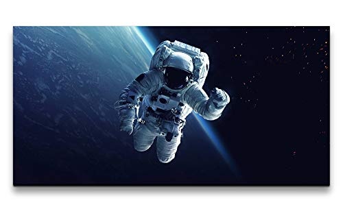 Paul Sinus Art Astronaut im Weltall 120x 60cm Panorama Leinwand Bild XXL Format Wandbilder Wohnzimmer Wohnung Deko Kunstdrucke