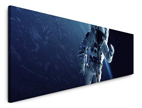 Paul Sinus Art Astronaut im Weltall 180x50cm - 2 Wandbilder je 50x90cm - Kunstdrucke - Wandbild - Leinwandbilder fertig auf Rahmen